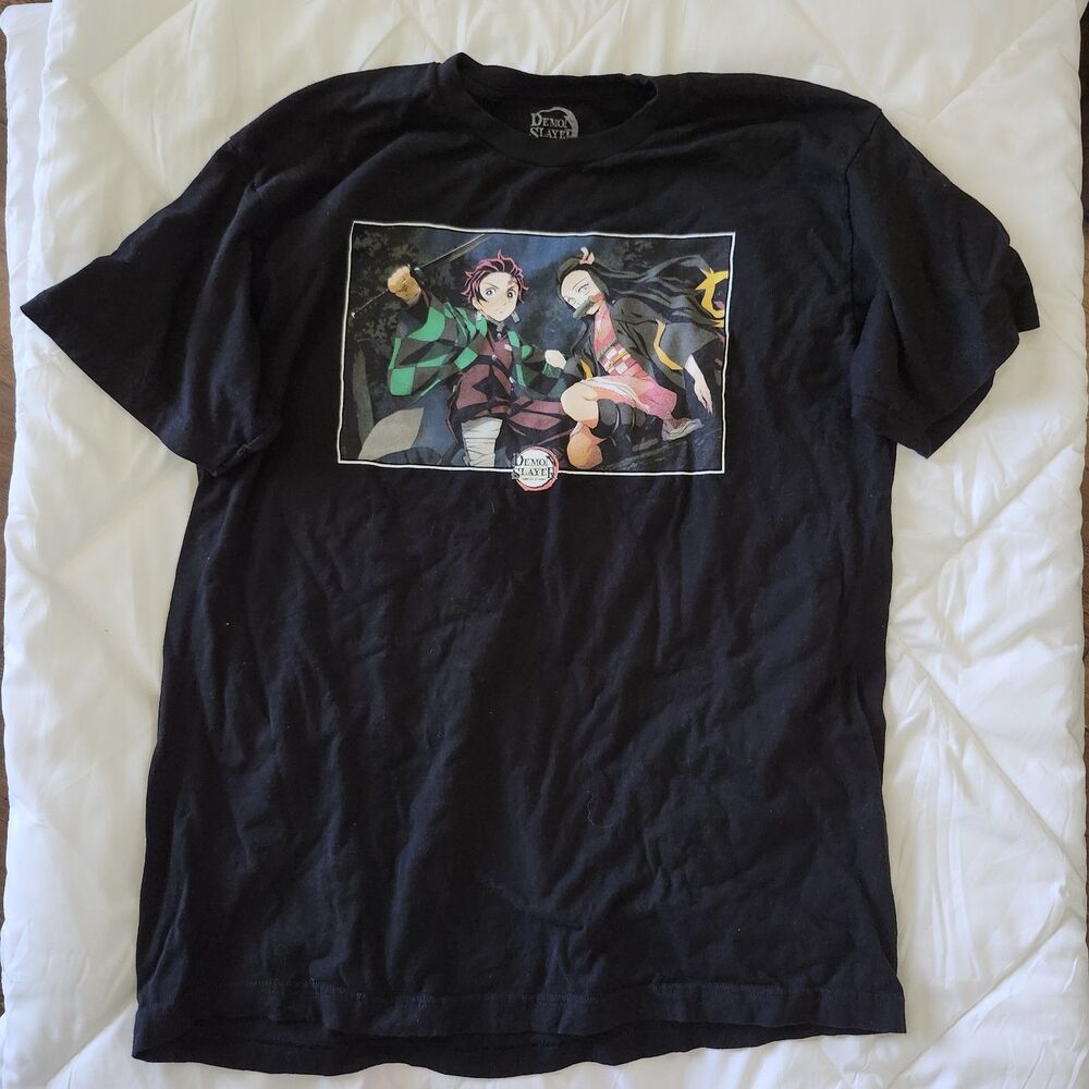 Demon Slayer 100% Cotton Tanjiro & Nezuko Black Graphic Print T-Shirt Size XL